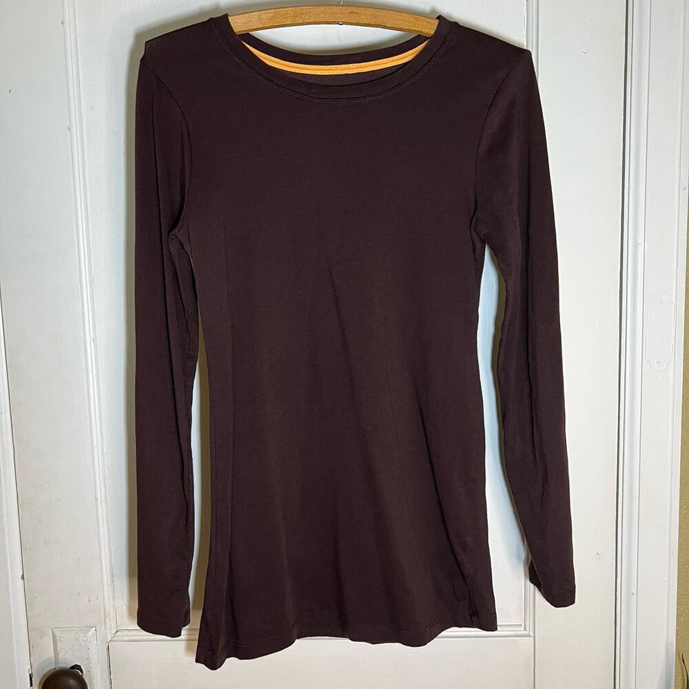 5/$25 Girls Brown Long Sleeve Basic Everyday T-Shirt Crew Neck Top Large